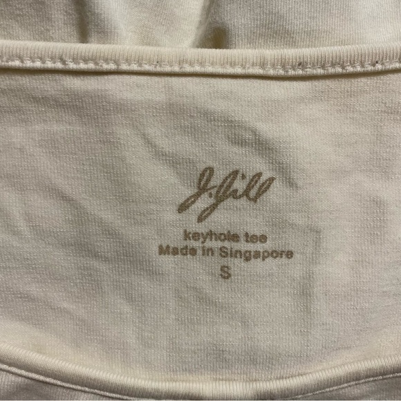 J Jill Cream 3/4 Sleeve Keyhole Tee Shirt - Picture 3 of 4